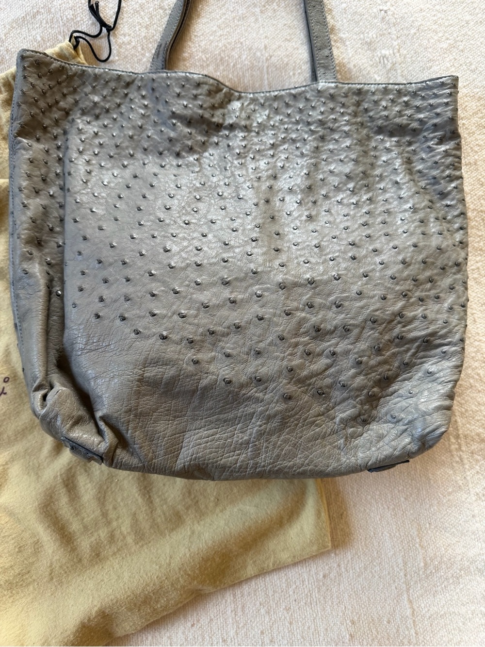 Carlos Falchi Gray Textured Leather Tote